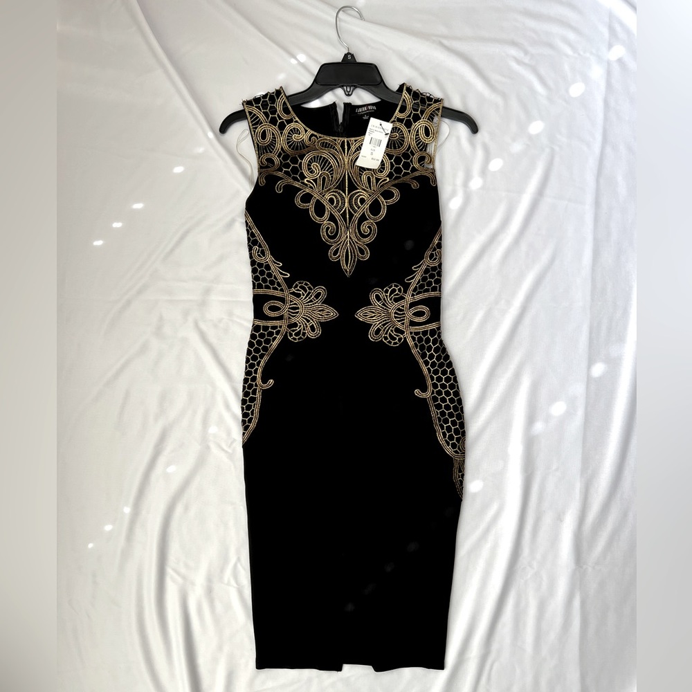 NWT Fashion Nova Black and gold midi dress
